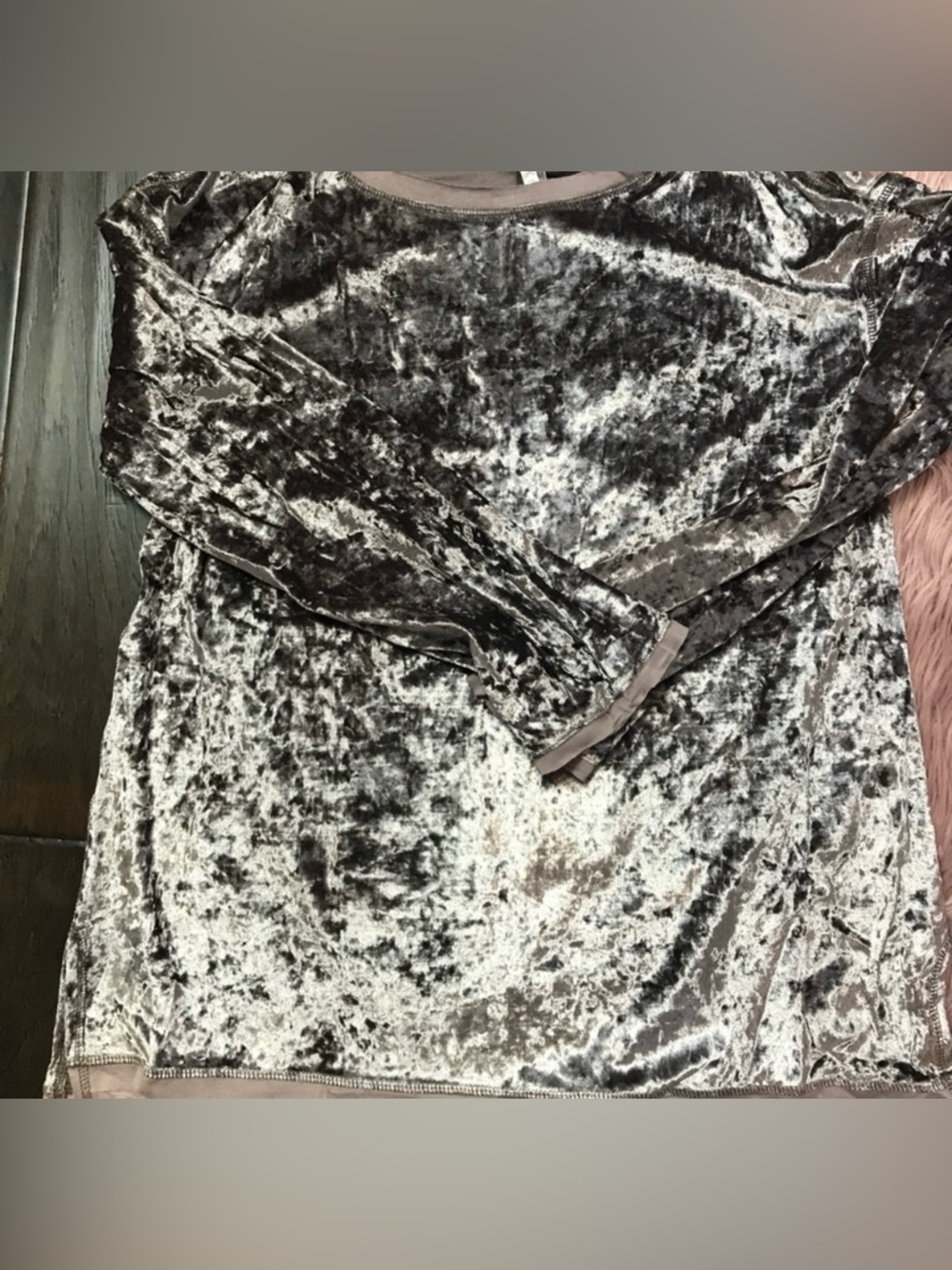 🆕 Crushed Velvet Long Sleeve Oversized Top / Mocha 🤎 / Small / NWOT!! - Picture 5 of 5